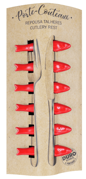 Conjunto 6 Sardinhas Repousa Talheres Vermelho